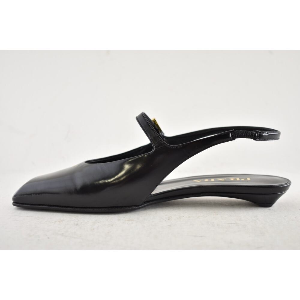 Prada Black Leather Square Toe Mary Jane Slingback Ballerina Ballet Flat 36 - Picture 12 of 16